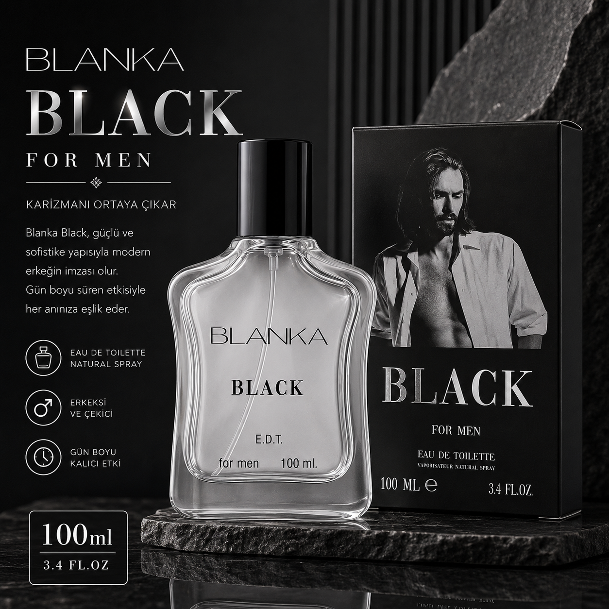 Blanka Black EDT For Men 100 ml Erkek Parfümü