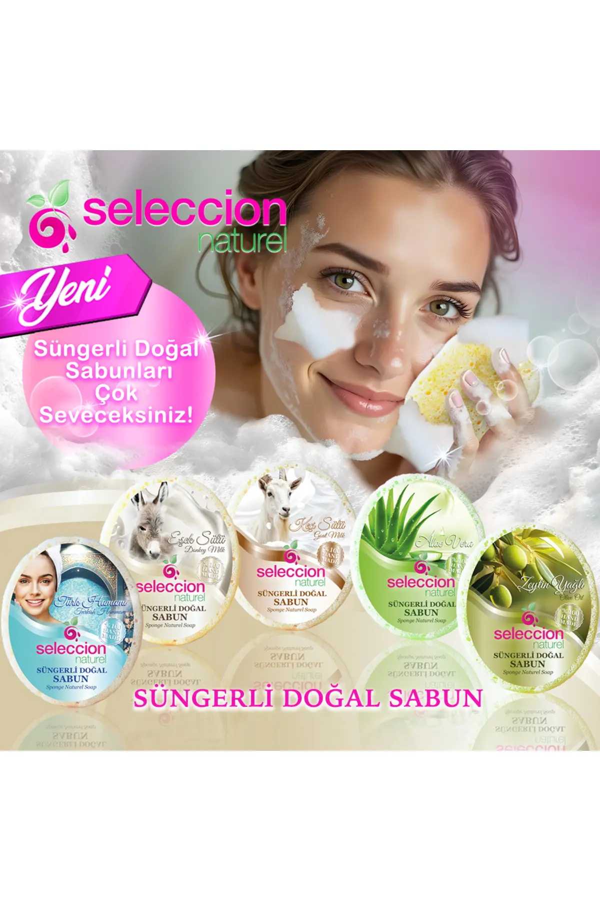 süngerli doğal sabun aloe vera 150 gr